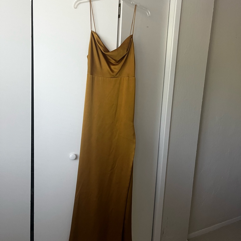 Elegant Gold Anthropologie Slip Dress